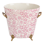Кашпо из белого фарфора с розовым цветочным орнаментом Eden Garden варинант исполнения - 1 | Loft Concept в Нижнем Новгороде