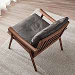 Кресло c каркасом из массива дерева и мягкой кожаной обивкой Walnut Armchair варинант исполнения - 3 | Loft Concept в Нижнем Новгороде