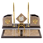 Настольный письменный набор из бежевого мрамора с часами Marble Accessory варинант исполнения - 1 | Loft Concept в Нижнем Новгороде