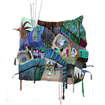 Панно гобелен яркие Пространство-Время TimeSpace Blue варинант исполнения - 2 | Loft Concept в Нижнем Новгороде