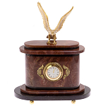 Часы настольные бронзовые из натурального камня Лемезит с декором в виде горного орла Eagle Stone Clock варинант исполнения - 1 | Loft Concept в Нижнем Новгороде