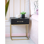 Приставной столик с резным узором на выдвижном ящике Black Table Carved Pattern варинант исполнения - 8 | Loft Concept в Нижнем Новгороде