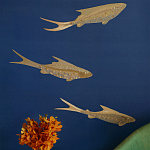 Обои с вышивкой ручной работы Deco Fish Aurum colourway on Caribbean Sea slub silk варинант исполнения - 1 | Loft Concept в Нижнем Новгороде