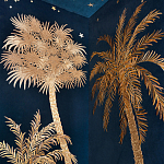 Обои с вышивкой ручной работы Deco Palms Original colourway on velvet варинант исполнения - 3 | Loft Concept в Нижнем Новгороде