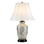 Настольная лампа с фарфоровым основанием с декоративным орнаментом и белым абажуром на темной круглой подставке Elstead Lighting варинант исполнения - 11 | Loft Concept в Нижнем Новгороде