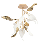 Люстра потолочная с белыми матовыми и золотыми глянцевыми листьями Wintery flovers варинант исполнения - 1 | Loft Concept в Нижнем Новгороде