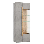 Шкаф-витрина с фасадом цвета серый бетон и стеклянными дверками Grace of Furniture варинант исполнения - 2 | Loft Concept в Нижнем Новгороде