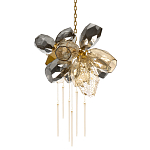 Люстра подвесная со стеклянными плафонами из дымчатого и золотистого с шестью вертикальными подвесками Gilded Mirage  варинант исполнения - 1 | Loft Concept в Нижнем Новгороде