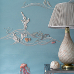 Обои с вышивкой ручной работы Amami Waves Moonbeam colourway on silk moire варинант исполнения - 4 | Loft Concept в Нижнем Новгороде