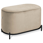 Банкетка овальная бежевый велюр на 4-х металлических ножках черного цвета SANJAY варинант исполнения - 1 | Loft Concept в Нижнем Новгороде