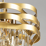 Люстра цвета матового золота с металлическими лентами и длинными прозрачными подвесками Gilded Waves варинант исполнения - 6 | Loft Concept в Нижнем Новгороде