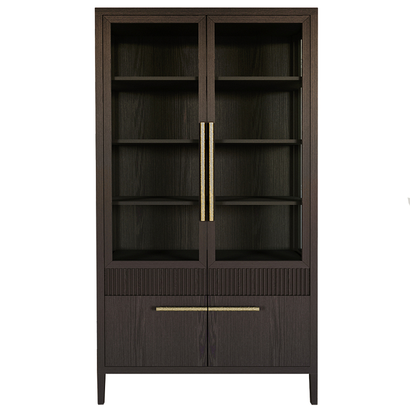 Витрина Primo со стеклянными фасадами и буфетом шпон Темный орех Темный дуб Золотой в Нижнем Новгороде | Loft Concept 