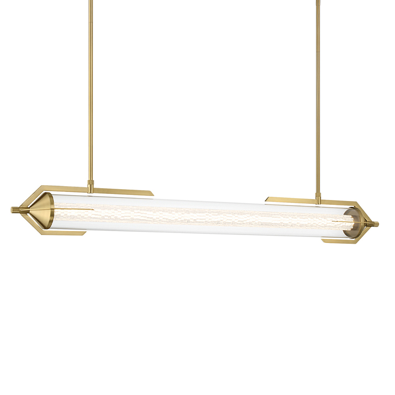 Подвесной светильник линейный золотого цвета с длинной цилиндрической стеклянной трубкой Eurofase Прозрачное Стекло Золотой в Нижнем Новгороде | Loft Concept 
