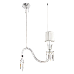 Подвесной светильник с белым текстильным абажуром и изогнутым хрустальным основанием с подвесками Lustre Reverie варинант исполнения - 2 | Loft Concept в Нижнем Новгороде