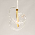 Люстра линейная золотистого цвета с двумя прозрачными волнистыми элементами Wave Line варинант исполнения - 8 | Loft Concept в Нижнем Новгороде