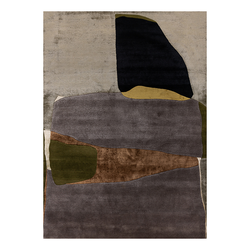 Ковер шелк Manhattan Wool Silk Carpet VIII Серый Черный Зеленый в Нижнем Новгороде | Loft Concept 