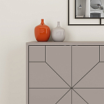 Комод бежево-серый с 4-мя дверцами с геометрическим рисунком на металлических ножках DUNE CONSOLE LIGHT MOCHA варинант исполнения - 4 | Loft Concept в Нижнем Новгороде