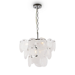 Люстра из белых стеклянных дисков на серебрянном каркасе White Glowing Reflectors варинант исполнения - 3 | Loft Concept в Нижнем Новгороде