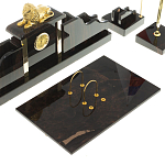 Настольный письменный набор из чёрного обсидиана с декором в виде льва Golden Lion варинант исполнения - 3 | Loft Concept в Нижнем Новгороде