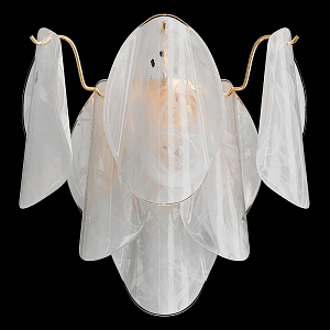 Бра из полупрозрачных овальных лепестков из стекла с металлическим основанием золотого цвета Nazaire Glass Lighting