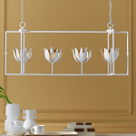 Люстра белая прямоугольная с абажурами в виде цветков тюльпана White Tulips варинант исполнения - 8 | Loft Concept в Нижнем Новгороде