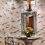 Обои ручная роспись Fishes Blue Pearl on Tarnished Silver gilded silk with pearlescent antiquing варинант исполнения - 1 | Loft Concept в Нижнем Новгороде