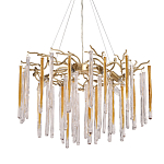 Люстра подвесная золотого цвета с разветвленными ветвями и прозрачными стеклянными подвесками Droplet Chandelier варинант исполнения - 1 | Loft Concept в Нижнем Новгороде