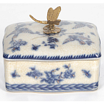 Фарфоровая шкатулка с бронзовой стрекозой Blue and White варинант исполнения - 3 | Loft Concept в Нижнем Новгороде