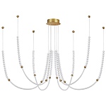 Люстра подвесная с 6-ю изогнутыми плафонами и белыми декоративными шариками PEARLS Suspension варинант исполнения - 1 | Loft Concept в Нижнем Новгороде