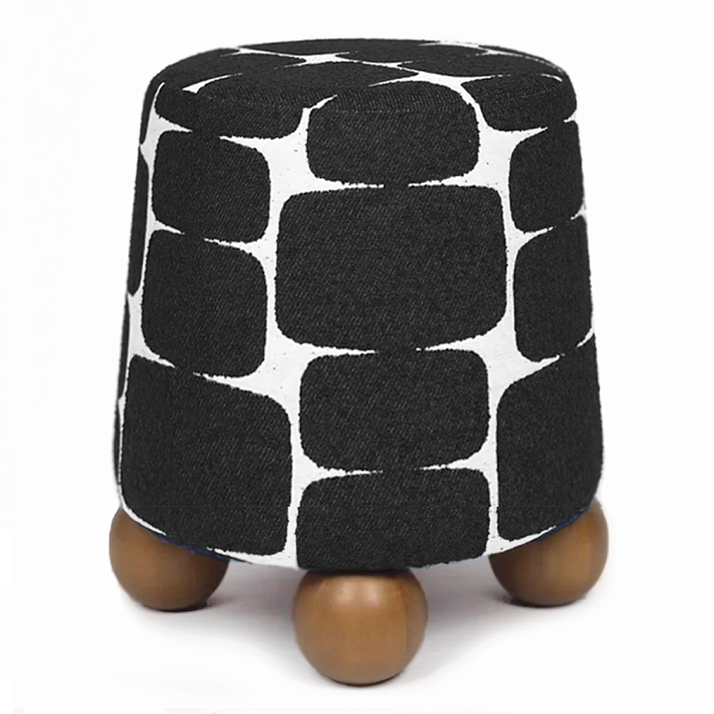 Пуф Wakonda Черно-Белый с круглыми ножками Белый Черный Коричневый в Нижнем Новгороде | Loft Concept 