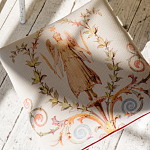 Банкетка одноместная из массива бука бежевая с растительным орнаментом Raffael Beige Floral Banquette варинант исполнения - 3 | Loft Concept в Нижнем Новгороде