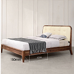 Кровать двуспальная с каркасом из дерева и мягким изголовьем Moon Walnut Bed варинант исполнения - 6 | Loft Concept в Нижнем Новгороде