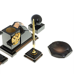 Настольный письменный набор с часами из природного камня обсидиана National Еmblem варинант исполнения - 5 | Loft Concept в Нижнем Новгороде