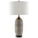 Настольная лампа керамическая с тканевым цилиндрическим абажуром Bullet варинант исполнения - 2 | Loft Concept в Нижнем Новгороде