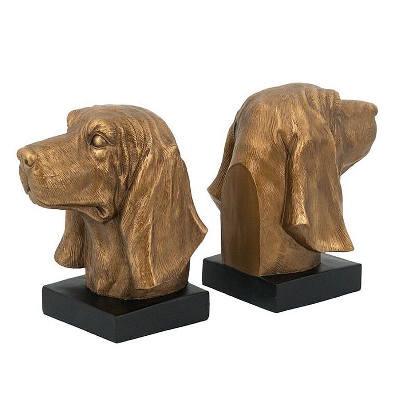 Держатель для книг с бронзовыми фигурками головы собаки Dog Elegance Бронза Черный Держатель для книг с бронзовыми фигурками головы собаки Dog Elegance Бронза Черный в Нижнем Новгороде | Loft Concept