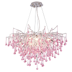Люстра серебрянная с розовыми стеклянными подвесками в форме капель FAIRYTREE Light варинант исполнения - 3 | Loft Concept в Нижнем Новгороде