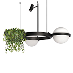 Подвесной светильник с 2-мя шарообразными плафонами и цилиндрическим спотом Light of Еyes варинант исполнения - 1 | Loft Concept в Нижнем Новгороде