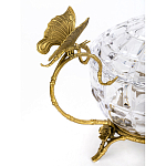 Конфетница из прозрачного рельефного стекла с ручками в виде стрекоз и фигуркой лебедя Eden Garden варинант исполнения - 2 | Loft Concept в Нижнем Новгороде