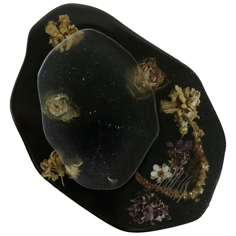 Подставка из эпоксидной смолы с цветами черная Epoxy Resin Flowers Black Черный в Нижнем Новгороде | Loft Concept 