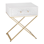 Приставной столик с выдвижным ящиком  White Table Carved Pattern варинант исполнения - 1 | Loft Concept в Нижнем Новгороде
