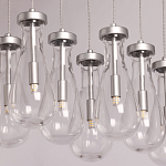 Люстра с 9-ю прозрачными плафонами из стекла в форме капли на прямоугольном потолочном основании цвета хром Lucid Rain  варинант исполнения - 4 | Loft Concept в Нижнем Новгороде