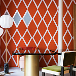 Обои ручная роспись Chez Nina by India Mahdavi Lantana colourway on Arancio dyed silk варинант исполнения - 4 | Loft Concept в Нижнем Новгороде