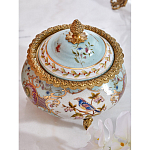 Шкатулка с крышкой из голубого фарфора с риунком птиц и цветов Blue Garden варинант исполнения - 2 | Loft Concept в Нижнем Новгороде