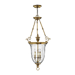 Подвесной светильник латунный с рифленым прозрачным плафоном и тремя свечеподобными лампами в классическом стиле Hinkley варинант исполнения - 2 | Loft Concept в Нижнем Новгороде
