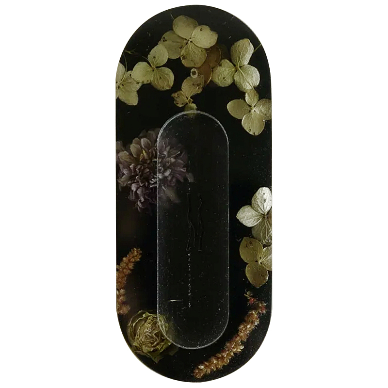 Подставка под благовония из эпоксидной смолы с цветами черная Epoxy Resin Flowers Incense Oval Stand Black Черный в Нижнем Новгороде | Loft Concept 