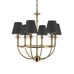 Люстра на металлическом основании бронзового цвета с 6-ю черными конусовидными абажурами Dignity варинант исполнения - 2 | Loft Concept в Нижнем Новгороде