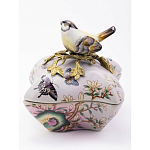 Шкатулка фиолетового цвета с рисунком бабочек и крышкой с фигуркой птицы на ветке Eden Garden варинант исполнения - 2 | Loft Concept в Нижнем Новгороде