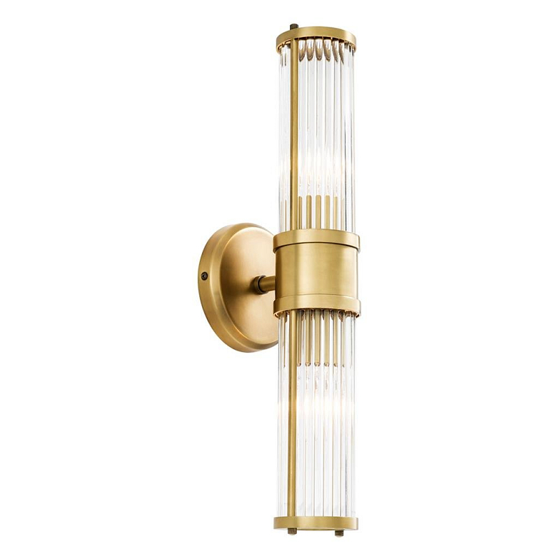 Бра Wall Lamp Claridges Double Brass Латунь Античная полированная Прозрачное Стекло в Нижнем Новгороде | Loft Concept 