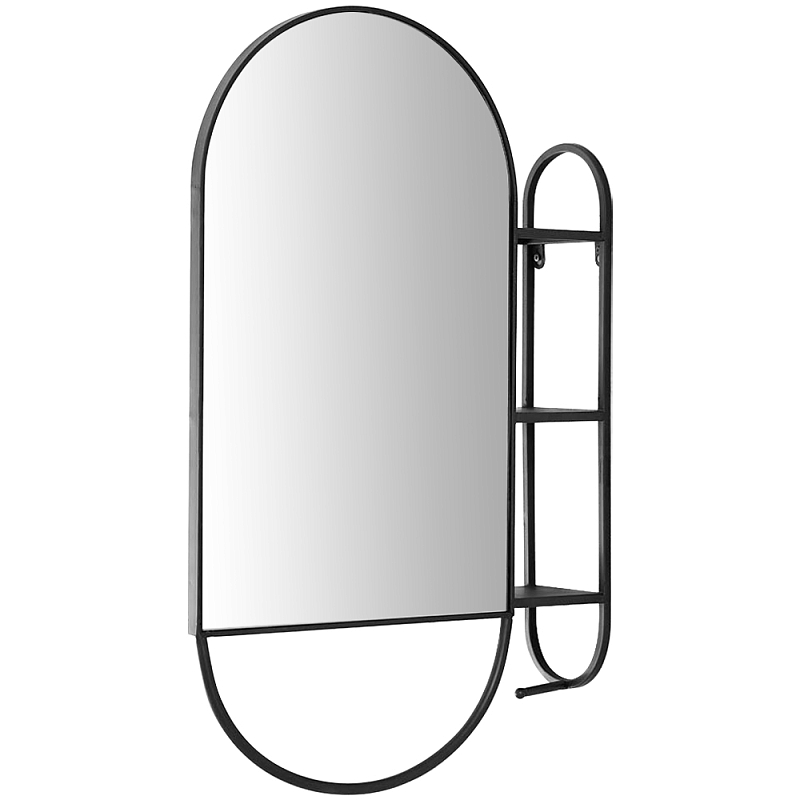 Овальное настенное зеркало с боковым креплением Cole Industrial Mood Mirror Черный в Нижнем Новгороде | Loft Concept 