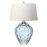 Настольная лампа со белым конусным абажуром и прозрачным голубым стеклянным основанием Quintiesse варинант исполнения - 1 | Loft Concept в Нижнем Новгороде